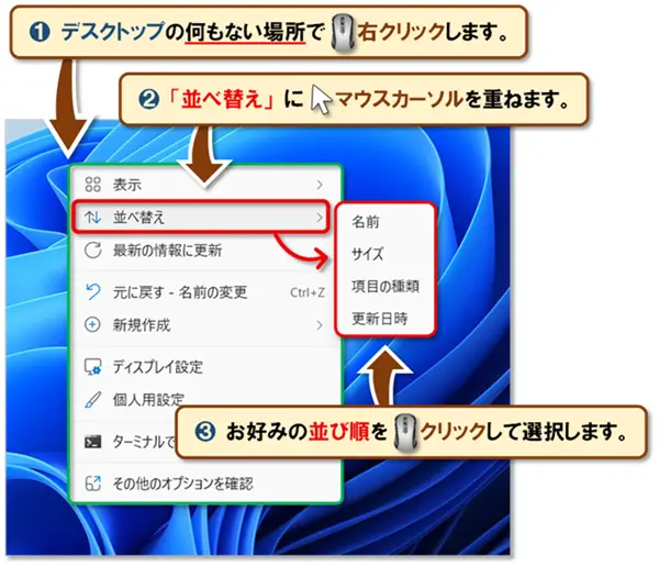 ショートカットキー【Windows キー+D】