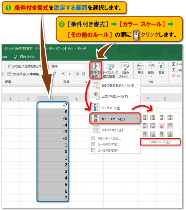 【Excel 条件付き書式｜データバー・カラースケール】