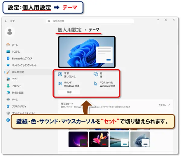 ショートカットキー【Windows キー+I】