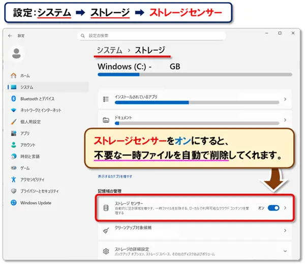 ショートカットキー【Windows キー+I】