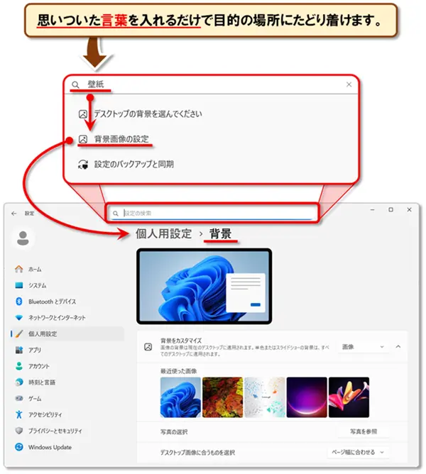 ショートカットキー【Windows キー+I】