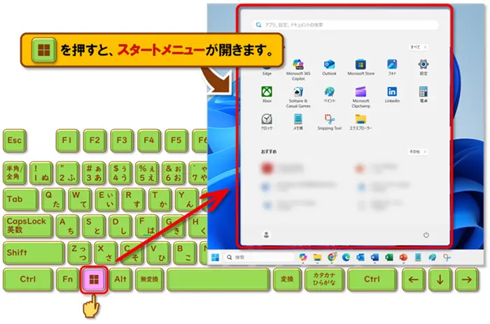 ショートカットキー【Windows ロゴ キー+A】