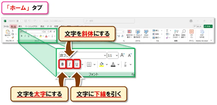 【Excel：フォント設定】