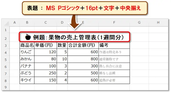【Excel：フォント設定】