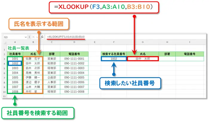 【Excel XLOOKUP関数の使い方】