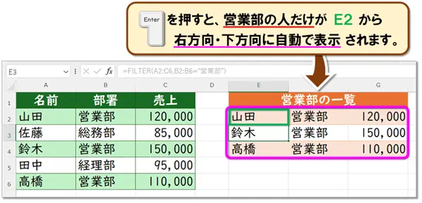 【Exce：FILTER関数の使い方】