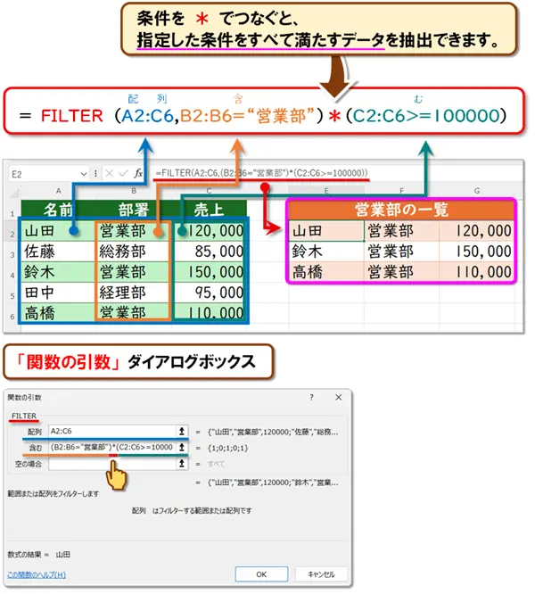 【Exce：FILTER関数の使い方】