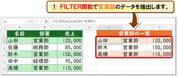 【Exce：FILTER関数の使い方】